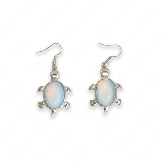 Opalite Oval Turtle Earrings
