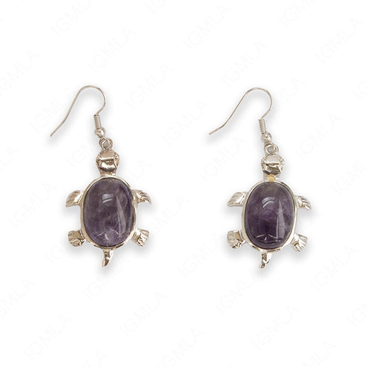 Amethyst Oval Turtle Earrings