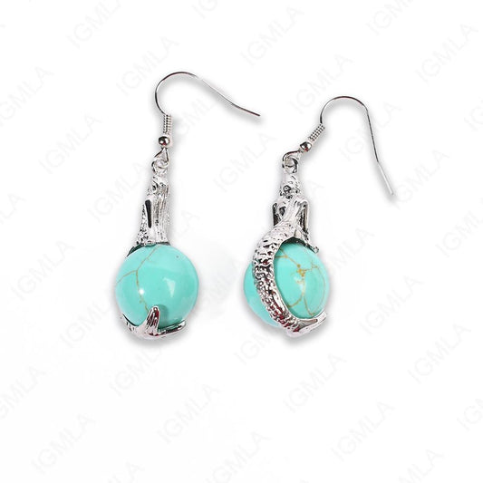 Blue Magnesite Round Mermaid Earrings
