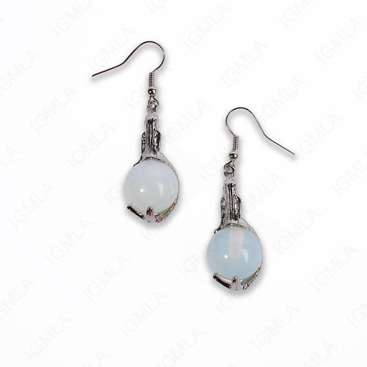Blue Goldstone Round Mermaid Earrings