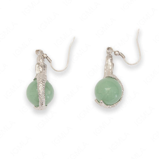 Green Aventurine Round Mermaid Earrings