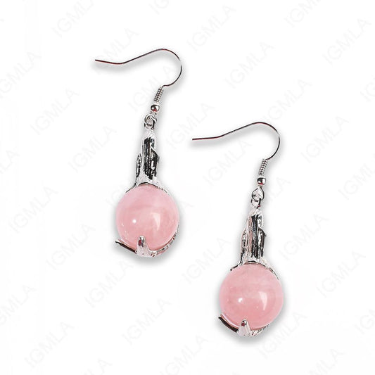 Rose Quartz Round Mermaid Earrings