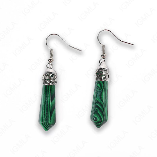 Synthetic Malachite Point Earrings