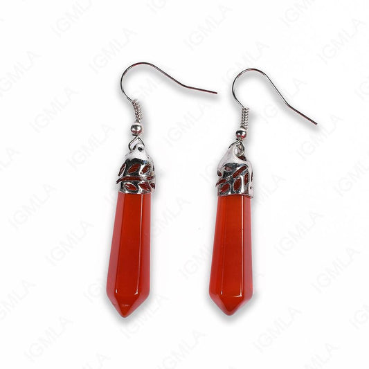 Red Agate Point Earrings