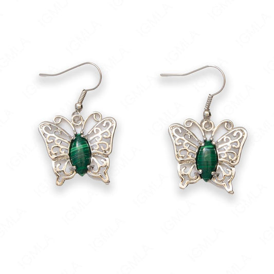Synthetic Malachite Butterfly Earrings