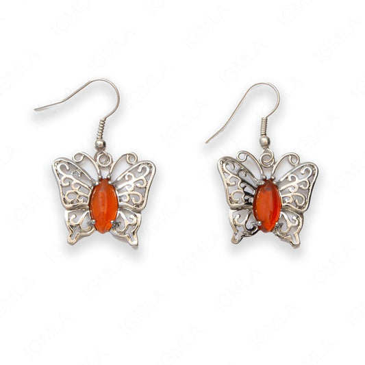 Red Agate Butterfly Earrings