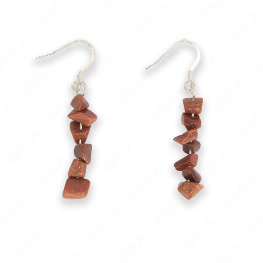 Brown Goldstone Chips Earrings
