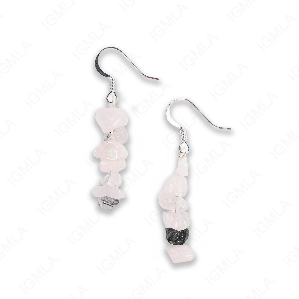 Black Hair Tourmaline Chips Earrings