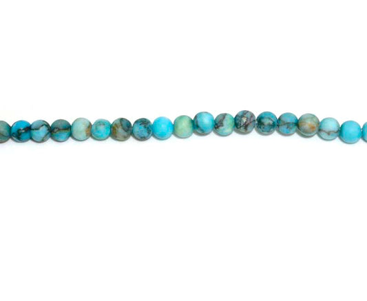 4mm Dyed Turquoise Stone Round Matt Beads