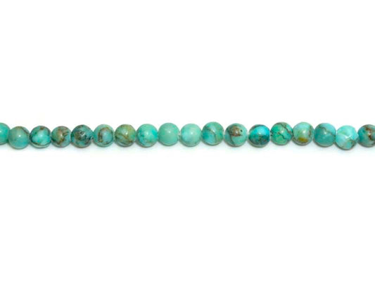 4mm Dyed Green Turquoise Stone Round Matt Beads
