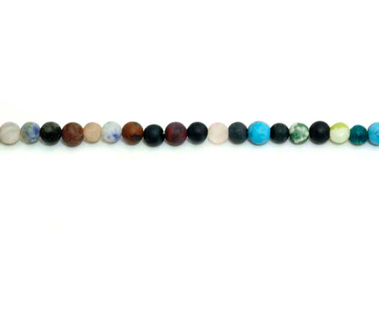 4mm Multi Stone Round Matt Beads