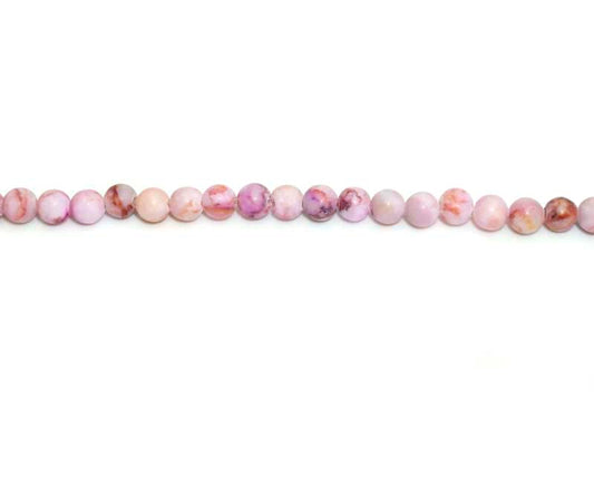 4mm Dyed Pink Matrix Stone Round Matt Beads