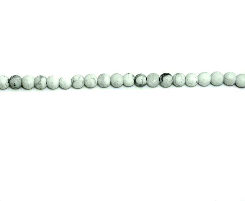 4mm White Howlite Round Matt Beads