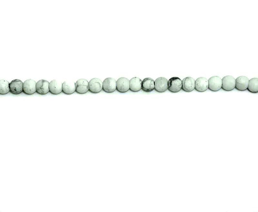 4mm White Howlite Round Matt Beads