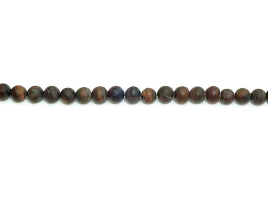 4mm Red Tiger Eye Round Matt Beads