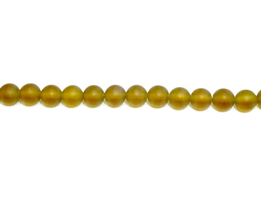 6mm (Glass) Smoky Quartz Round Matt Beads