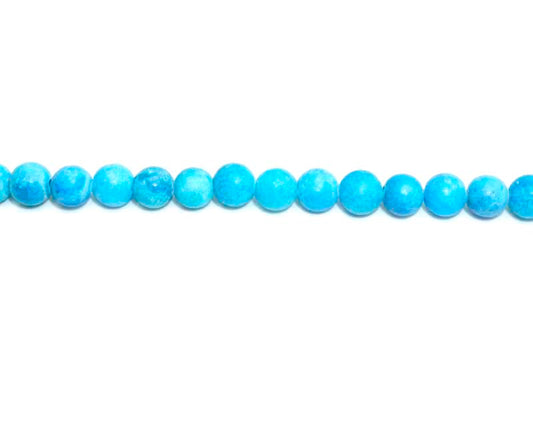 6mm Dyed Turquoise Jade Round Matt Beads