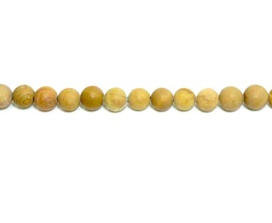 6mm Wood Picture Jasper Round Matt Beads