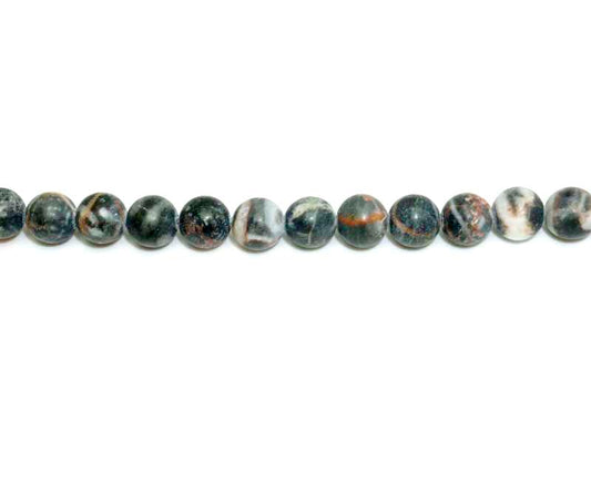 6mm Blue Matrix Jasper Round Matt Beads