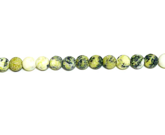 6mm Yellow Turquoise Round Matt Beads