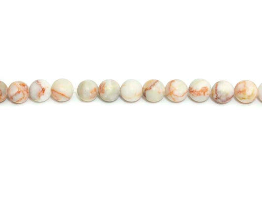 6mm Pink Web Jasper Round Matt Beads