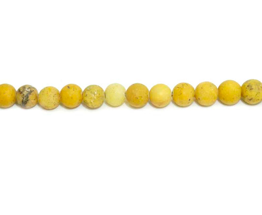 6mm Yllow Quartz Round Matt Beads