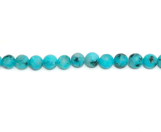 6mm Dyed Kiwi Aqua Round Matt Beads