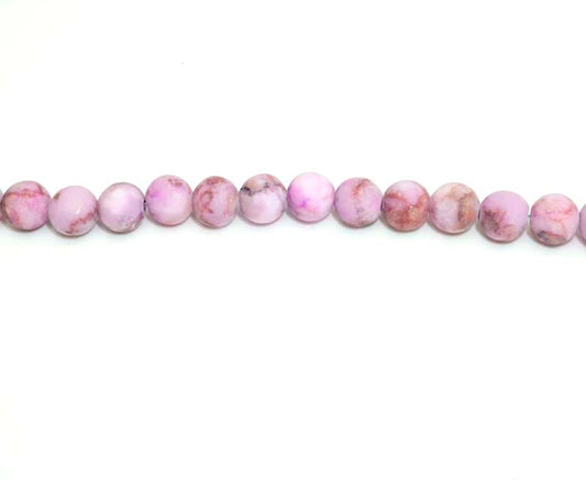 6mm Dyed Pink Matrix Stone Round Matt Beads