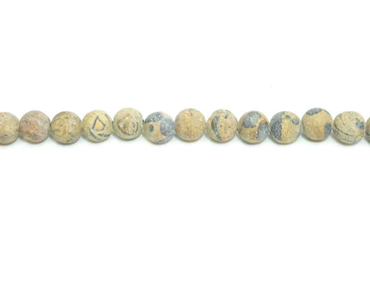 6mm Fossil Stone Round Matt Beads