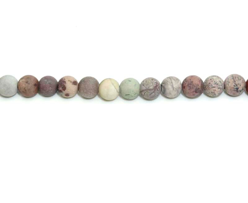 6mm Red Picture Jasper Round Matt Beads