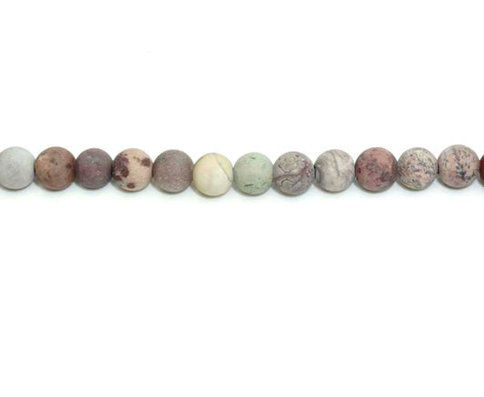 6mm Red Picture Jasper Round Matt Beads
