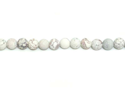 6mm Mexico White Turquoise Round Matt Beads