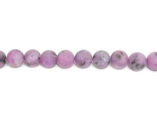 8mm Dyed Purple Kiwi Round Matt Beads