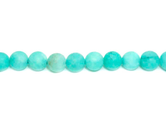 8mm Dyed Aqua Quartz Round Matt Beads