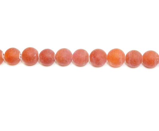 8mm Dyed Red Quartz Round Matt Beads