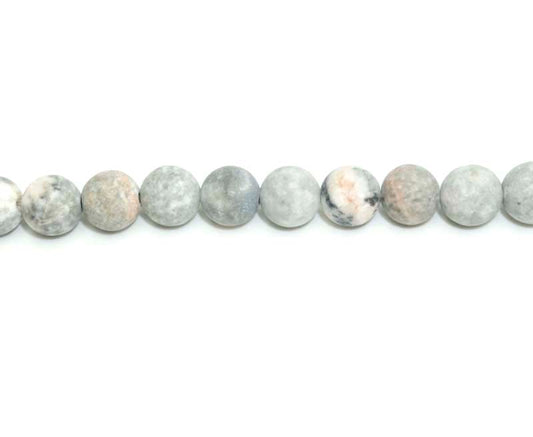 8mm Pink Zebra Jasper Round Matt Beads