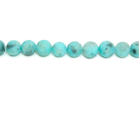 8mm Dyed Kiwi Aqua Round Matt Beads