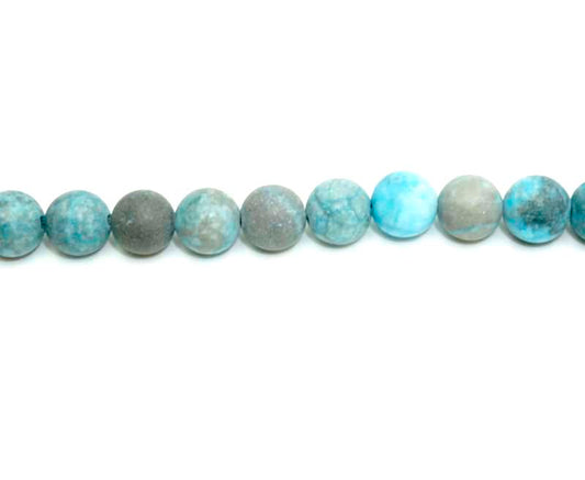 8mm Dyed Blue Zebra Jasper Round Matt Beads