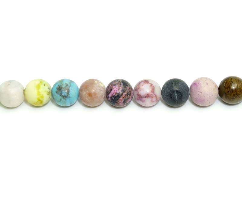 8mm Multi Stone Round Matt Beads