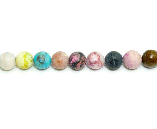 8mm Multi Stone Round Matt Beads