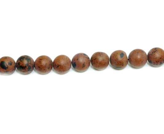 8mm Mahogany Obs. Round Matt Beads