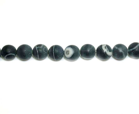 8mm Black/White Agate Round Matt Beads