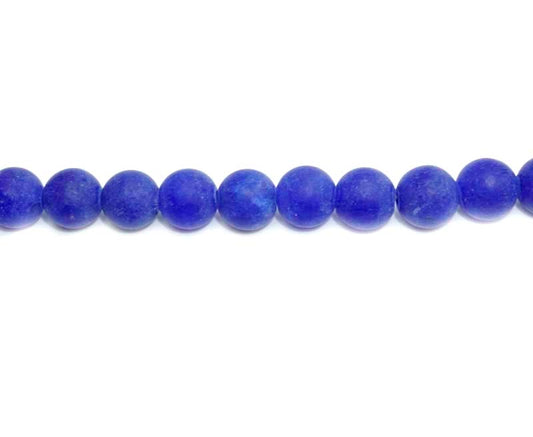 8mm Dyed Blue Quartz Round Matt Beads