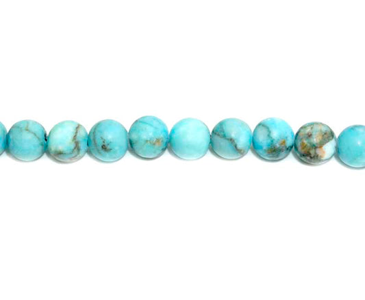 8mm Dyed Turquoise Stone Round Matt Beads