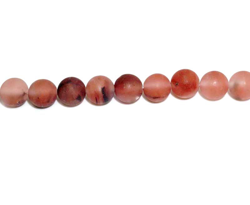 8mm Matrix Cherry Quartz Round Matt Beads