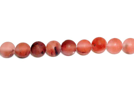 8mm Matrix Cherry Quartz Round Matt Beads