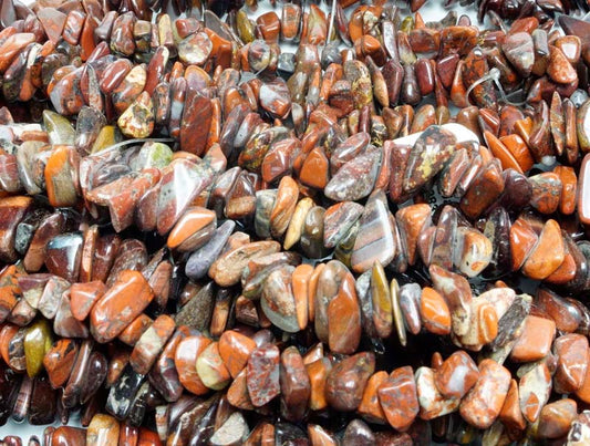 36 inch Poppy Jasper Chips Beads
