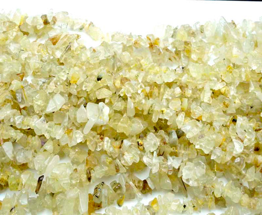 36 inch Rutilated Quartz Chips Beads