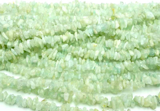 36 inch Aquamarine Chips Beads