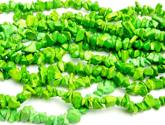 36 inch Green Magnesite Dyed Chips Beads
